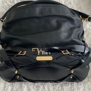 Burberry Black Leather Tote with Gold Accents